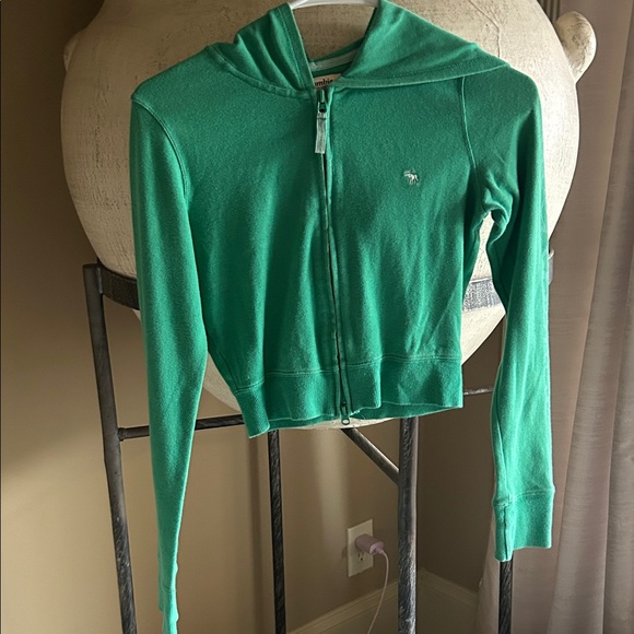 Abercrombie & Fitch Jackets & Blazers - Abercrombie & Fitch Cropped Teal Hoodie
